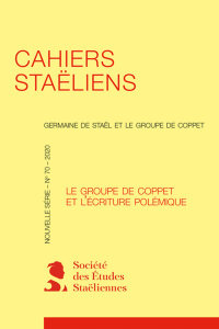 Couverture, Chaiers Staëliens, 70, 2020